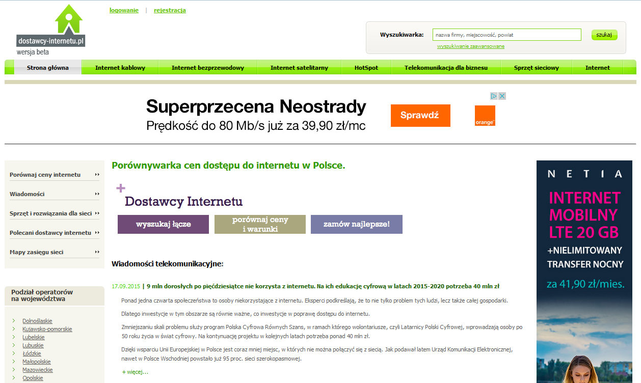 dostawcy Internetu